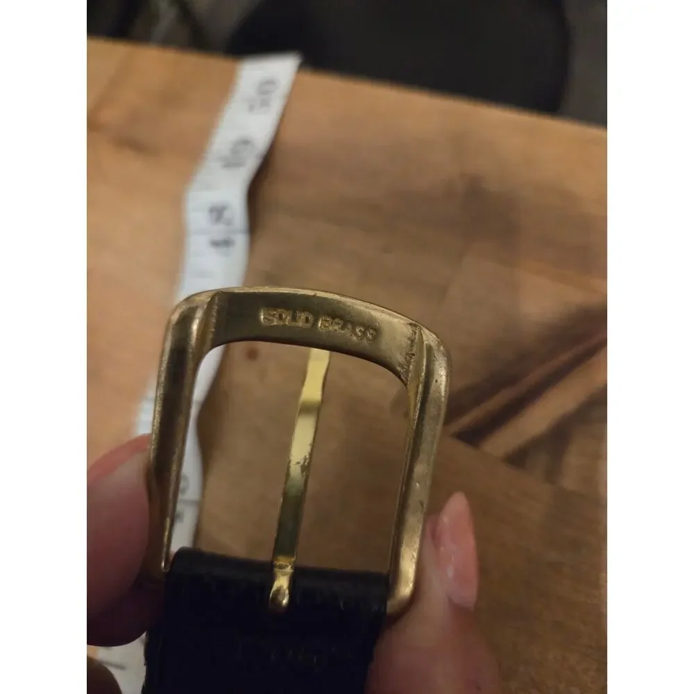 Trafalgar Black Leather Belt with Solid Brass Buckle XL
